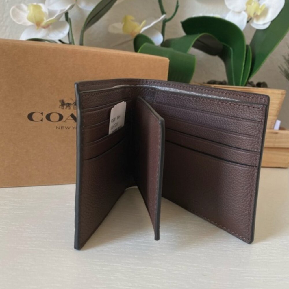 Coach 3 in 1 Compact ID Wallet F74991 Mahogany Sport Calf Leather $178 - Picture 2 of 9